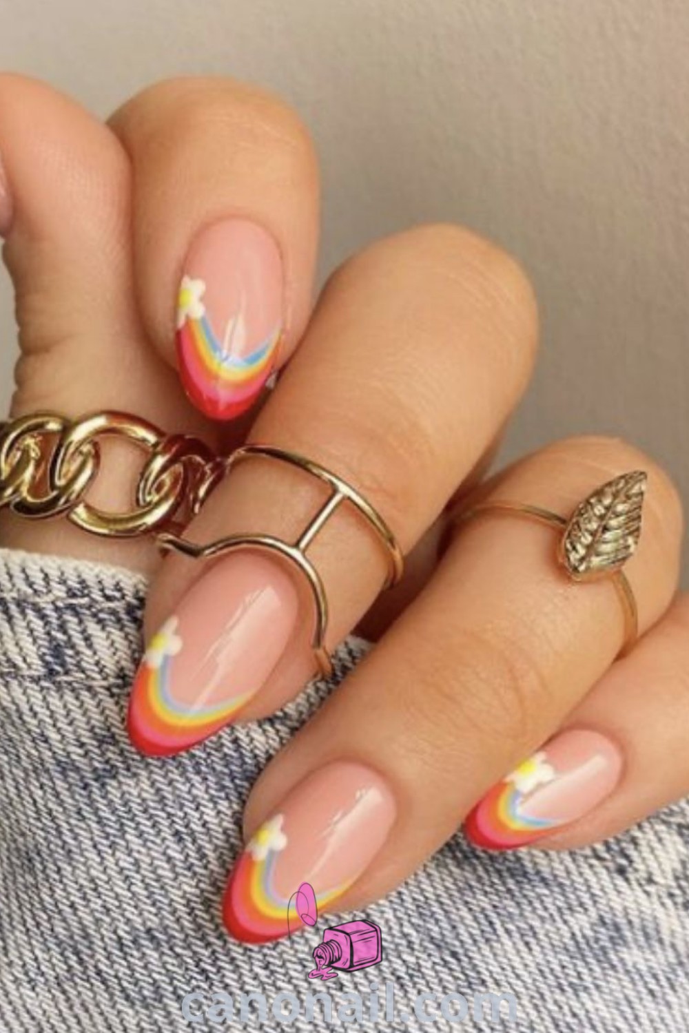 Spring nails in almond shape showcasing elegant pastel colors, French nails, and cute nail art designs. Discover stunning and simple nail ideas for a fresh spring manicure at canonail.com.