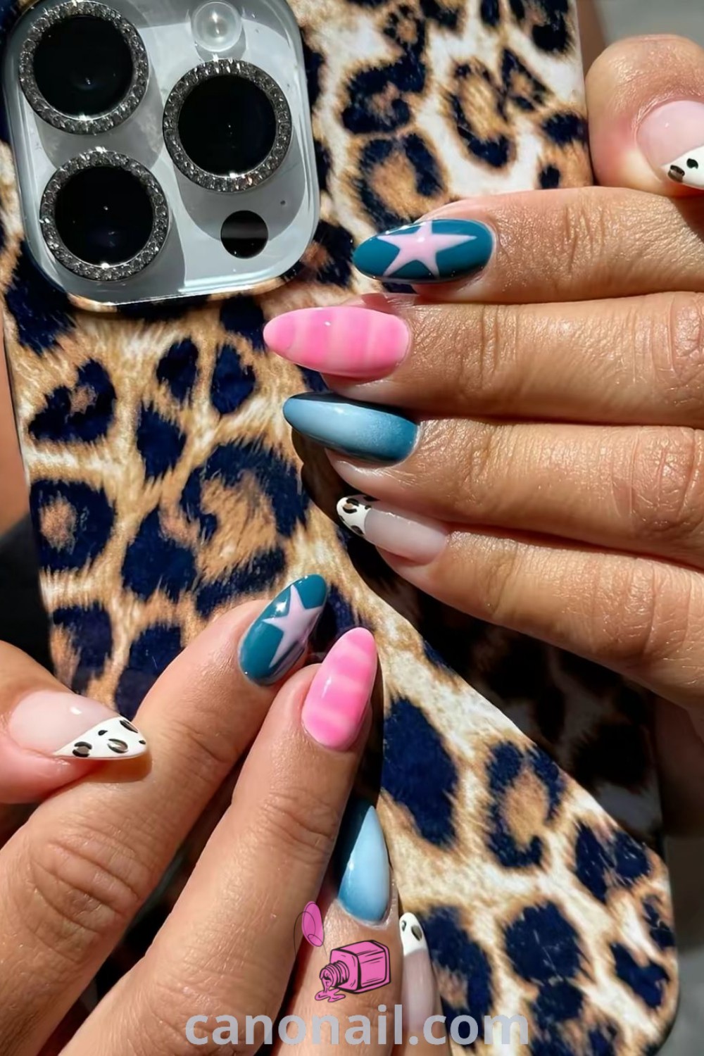 Spring nails featuring almond shapes with cute 2024 designs and colorful patterns. Trendy manicure styles including cool nail inspo. Discover this vibrant nail art inspiration at canonail.com.