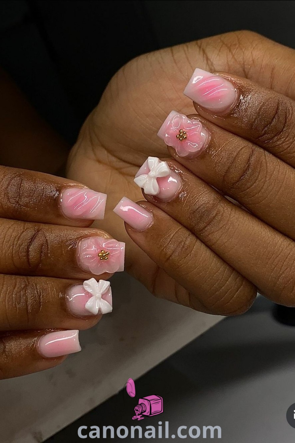 Spring nails featuring elegant square daisy designs with floral patterns and pastel colors. Discover trendy summer nail ideas and short nail sets for a beautiful spring look. Explore modern nail designs at canonail.com.