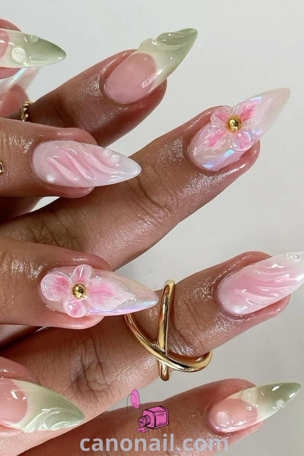 Spring nails featuring colorful almond French tips, stylish pastel hues, and classy acrylic nail designs. An elegant and modern nail art idea perfect for the season. Explore stunning nail looks at canonail.com.