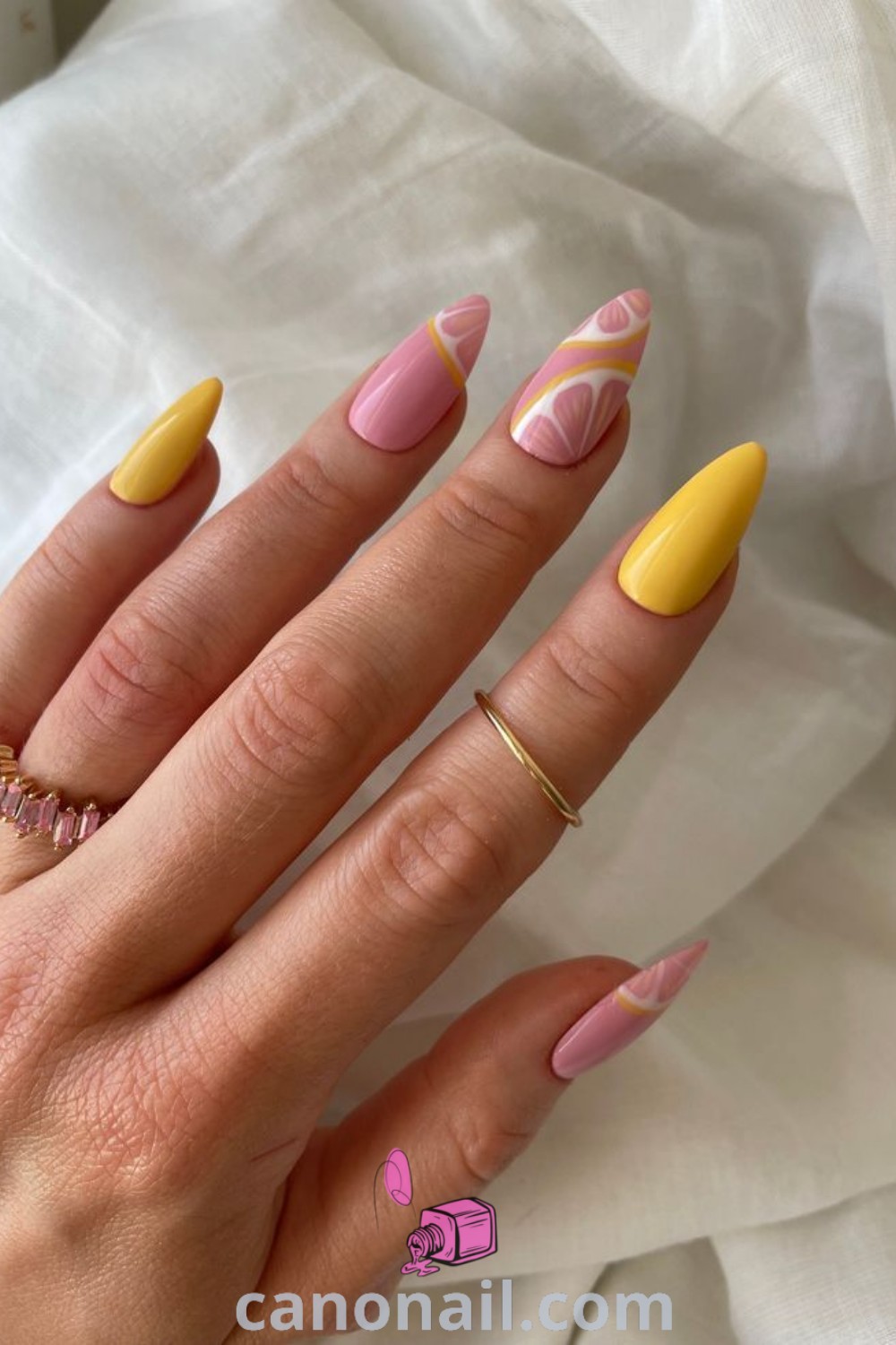 Spring nails showcase almond-shaped designs featuring pastel colors, geometric patterns, pink lemonade styles, and chic nail art. Perfect for the season’s vibe, these trendy manicures provide stunning nail inspiration. Visit canonail.com for beautiful nail ideas and modern nail designs.